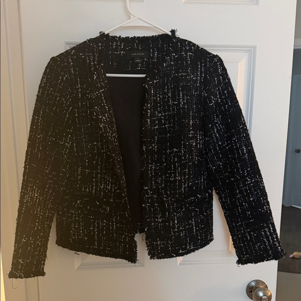 Ann Taylor Black and White Tweed Blazer